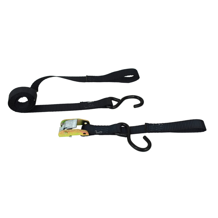 1" x 6' Motorcycle Tie-Down Handlebar Cam Buckle Strap with S-Hooks & Pull Loops | 1,500 Lbs. Breaking Strength