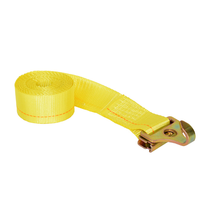 2" Cam Buckle Strap w/ E-Track Spring End Fittings & Narrow Flat Plate Hooks | 2,200 Lbs. Breaking Strength