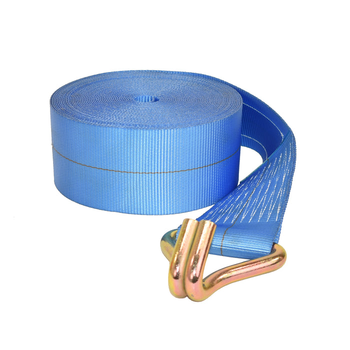 4" Winch Strap w/ Heavy Duty Double J Wire Hook | 18,000 Lbs. Breaking Strength
