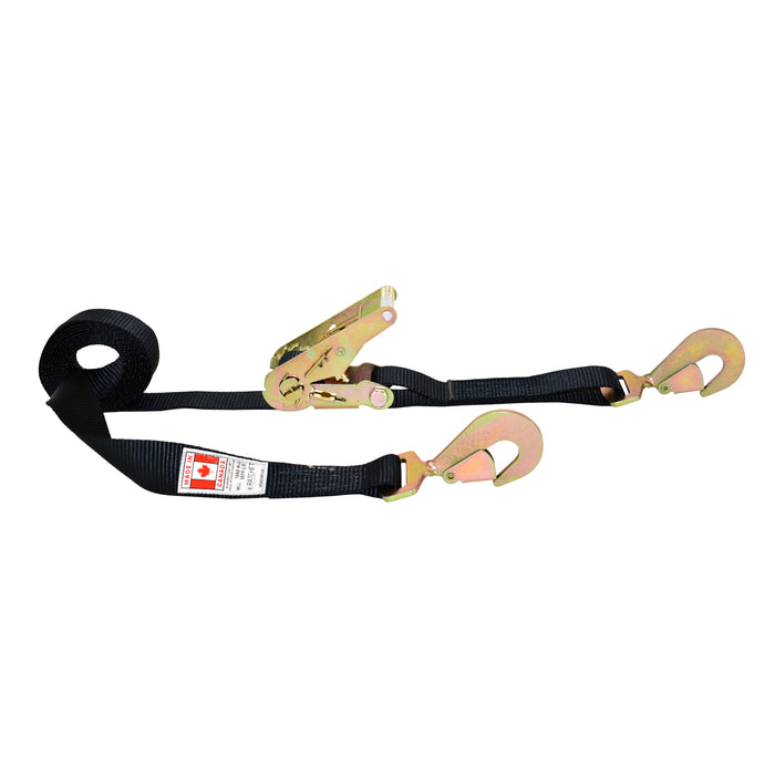 2" Heavy Duty Short & Narrow Handle Ratchet Strap w/ Twisted Snap Hooks | 11,000 Lbs. Breaking Strength