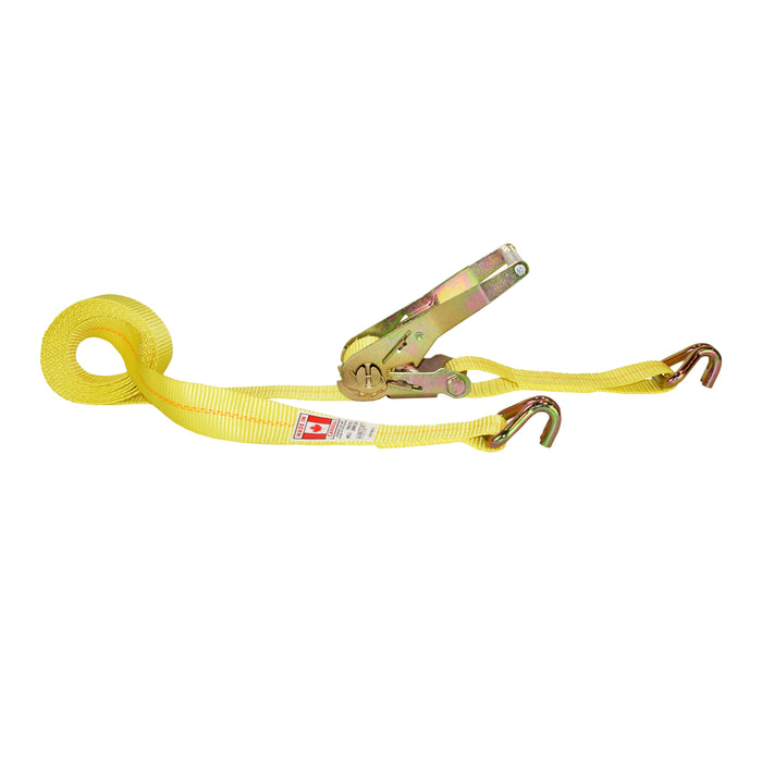 2" Heavy Duty Long & Wide Handle Ratchet Strap w/ Heavy Duty Double J Wire Hooks | 11,000 Lbs. Breaking Strength