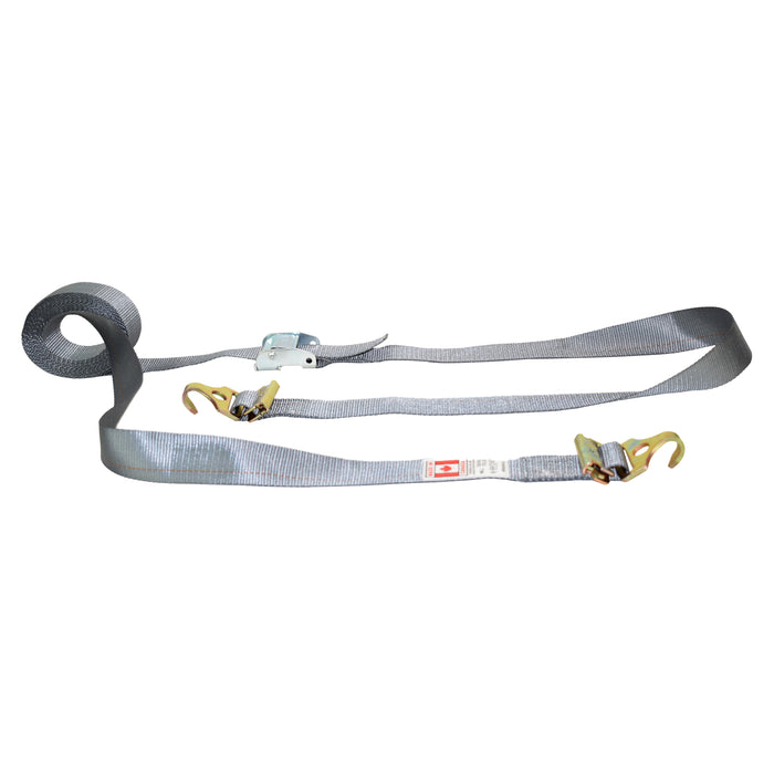 2" Cam Buckle Strap w/ E-Track Spring End Fittings & Narrow Flat Plate Hooks | 2,200 Lbs. Breaking Strength