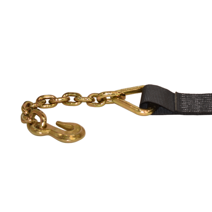4" Winch Strap w/ Chain Anchor w/ Clevis Grab Hook | 18,000 Lbs. Breaking Strength