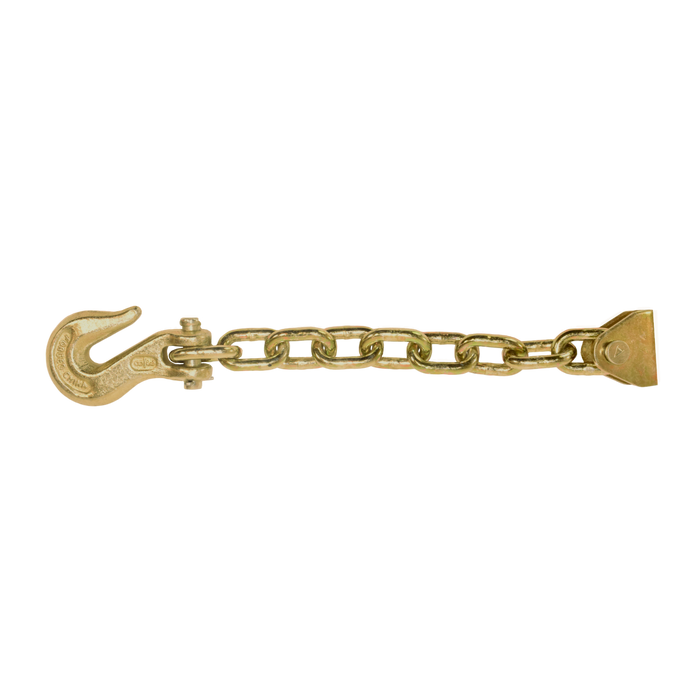 18" Chain Extension w/ Connector Bracket & Clevis Grab Hook for 2" ratchet | 11,000 Lbs. Breaking Strength