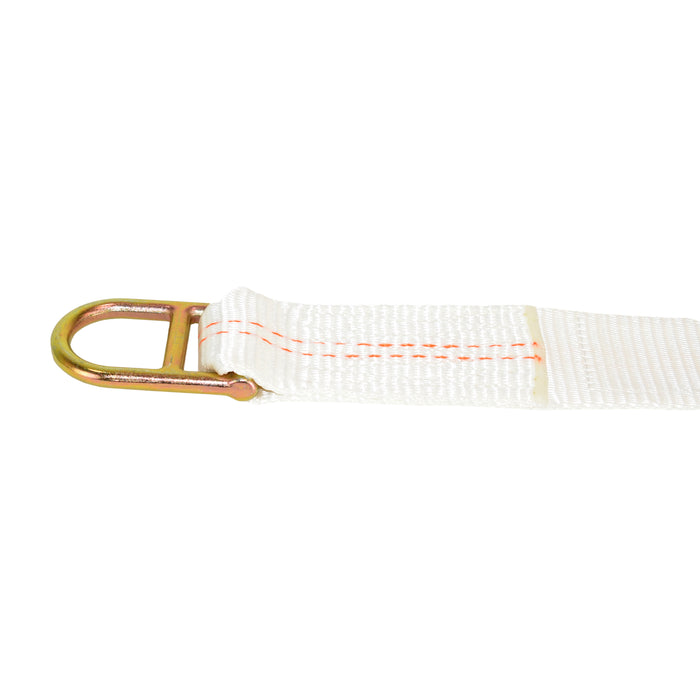 2" X 15' White Corner Tent Long & Wide Handle Ratchet Strap w/ Twisted Snap Hooks & Double D-Ring | 6,000 Lbs. Breaking Strength