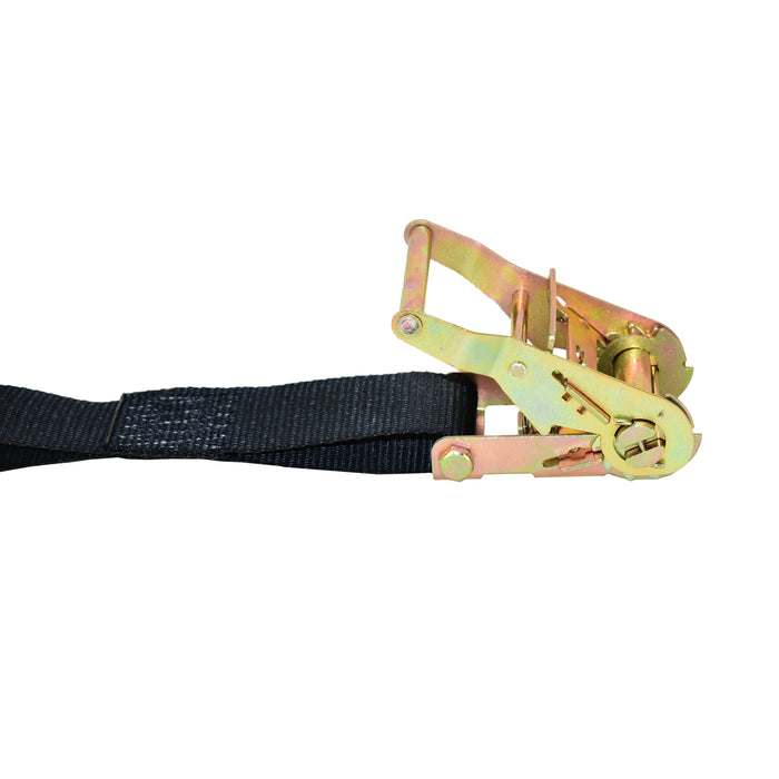 2" X 10' Short & Wide Handle Ratchet Strap w/ Flat Snap Hooks | 4,400 Lbs. Breaking Strength