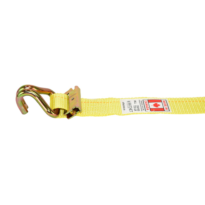2" Short & Wide Handle Ratchet Strap w/ E-Track Spring End Fittings & Heavy Duty Double J Wire Hooks | 4,400 Lbs. Breaking Strength