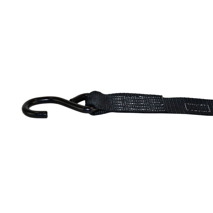 2" X 10' Short & Wide Handle Ratchet Strap w/ Heavy Duty Vinyl Coated S-Hook & Flat Snap Hook | 3,300 Lbs. Breaking Strength