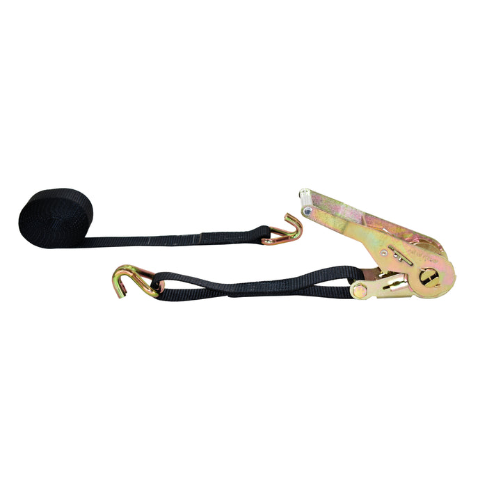 2" Heavy Duty  Self Tensioning Ratchet Strap w/ Heavy Duty Double J Wire Hooks | 11,000 Lbs. Breaking Strength