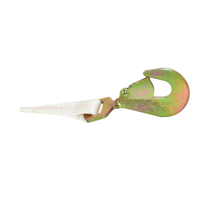 2" X 15' White Tent Long & Wide Handle Ratchet Strap w/ Twisted Snap Hook & Double D-Ring | 6,000 Lbs. Breaking Strength