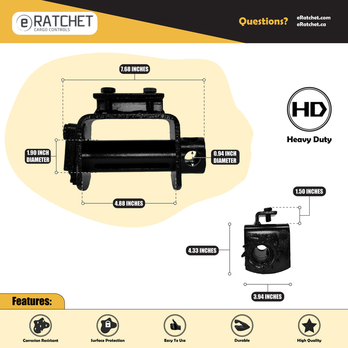 4" Low-Profile Portable Winch w/ Mounting Bolts