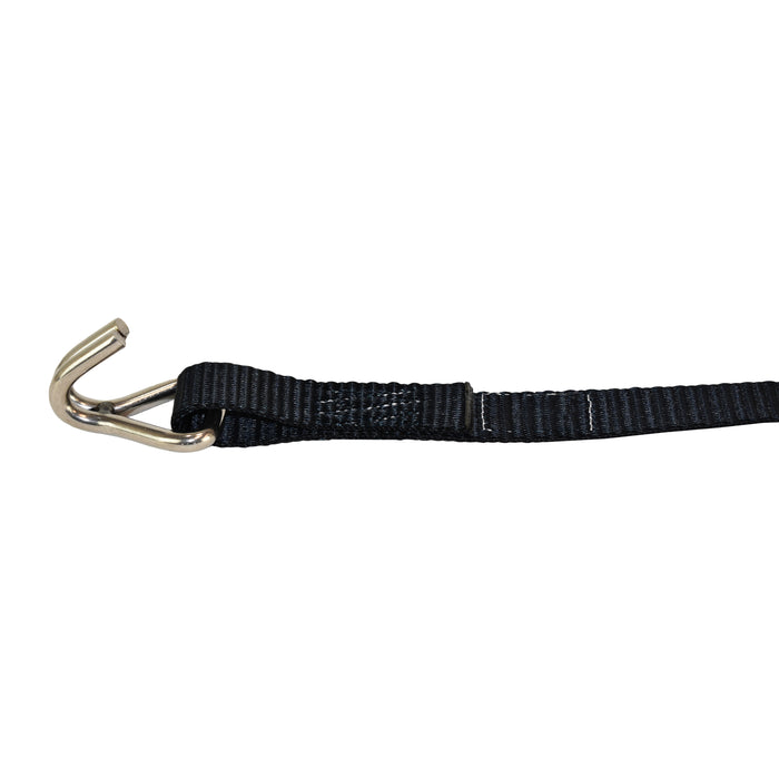 1" X 10' Black Wide Handle Stainless Steel Ratchet Strap w/ Stainless Steel Double J Wire Hooks | 1,500 Lbs. Breaking Strength